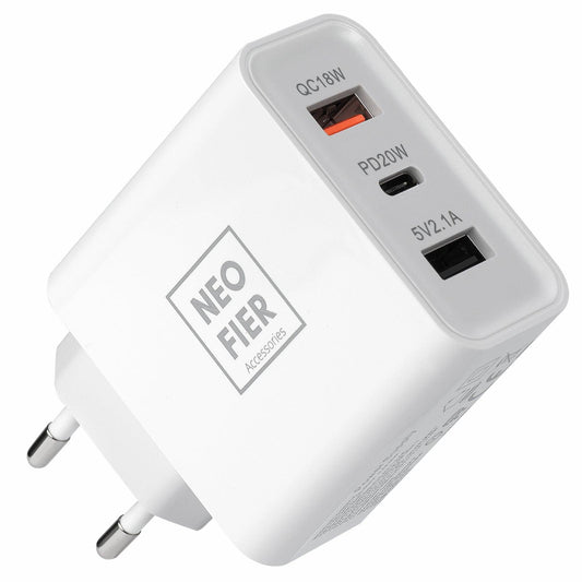 3 Port Wall Charging Adapter - Type C and USB A