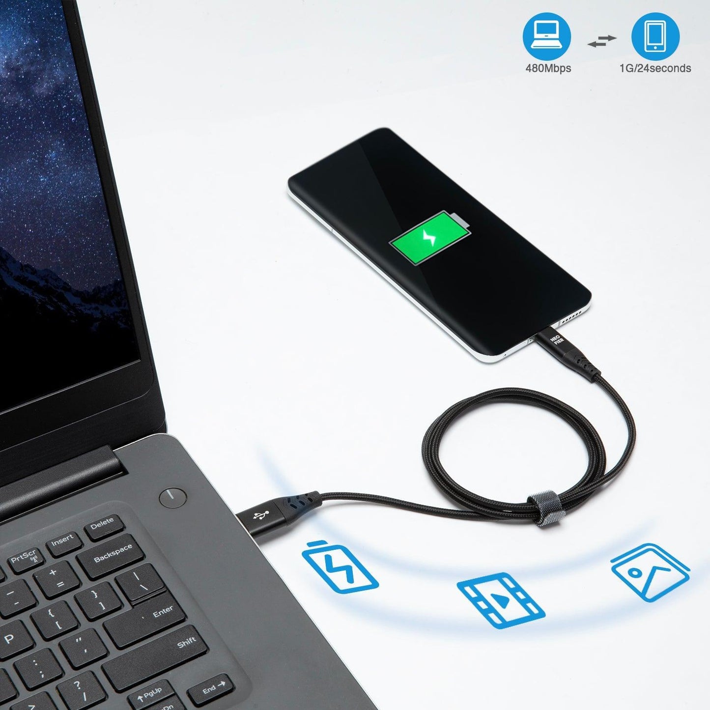 USB-A to USB-C - Braided Cable