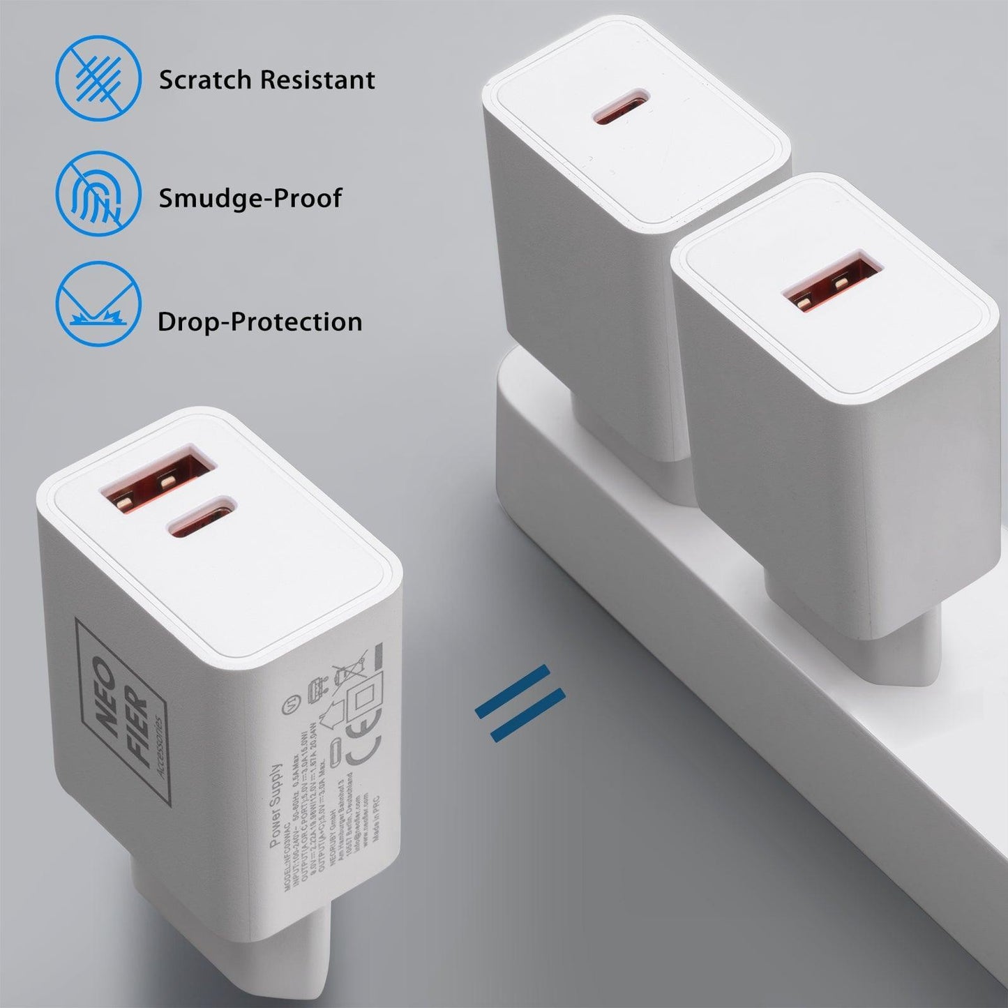 Adaptateur de charge mural à double port - USB A et Type C